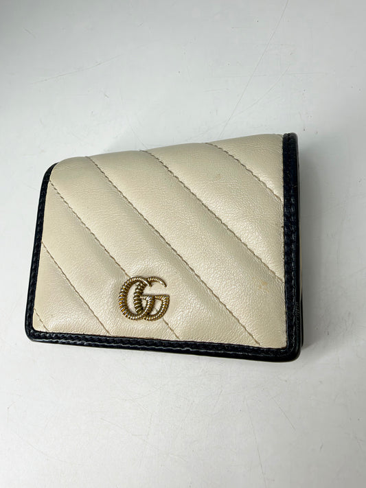 Gucci GG Marmont Torchon White Leather Card Case Mini Wallet