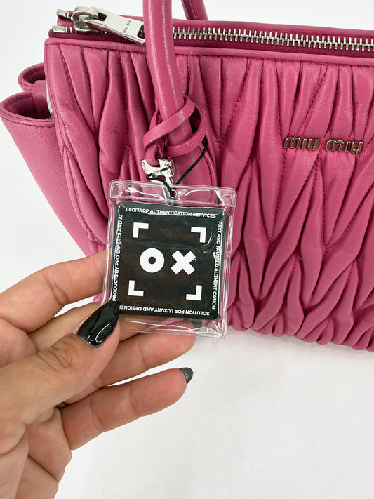 Miu Miu Matelasse Pink Leather Double Handle Tote Bag