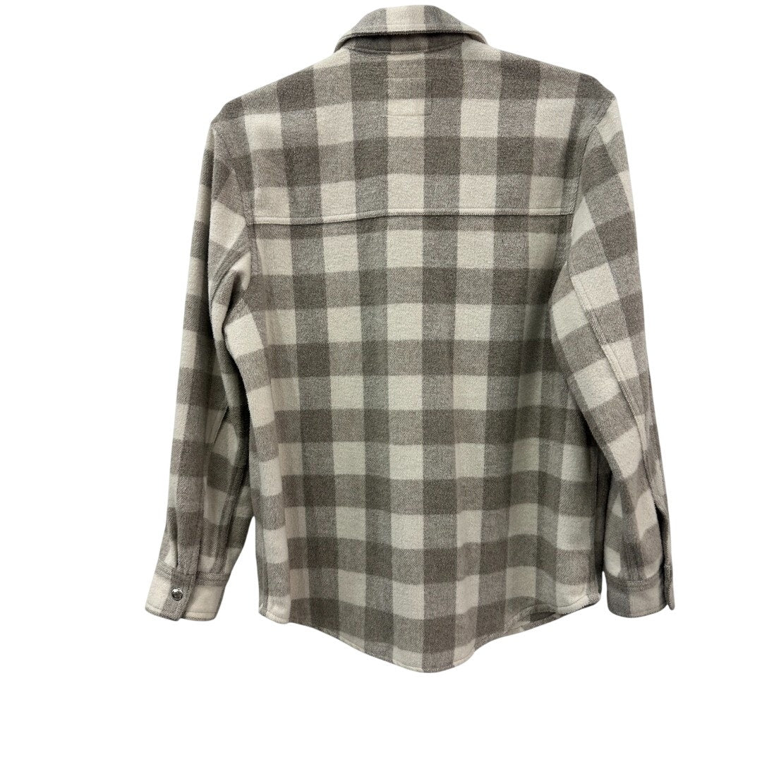 Rails Beige Wool Flannel Tripp Plaid Collared Shacket Jacket Women's