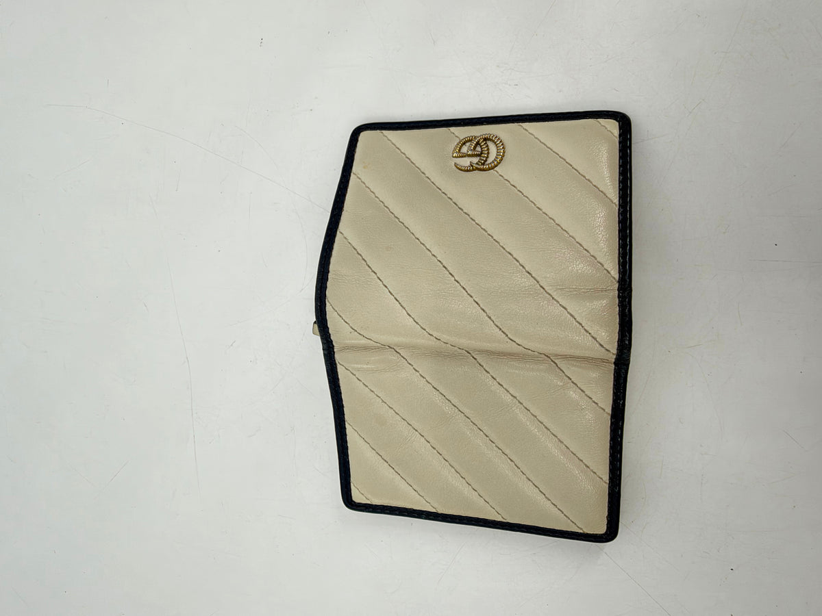Gucci GG Marmont Torchon White Leather Card Case Mini Wallet