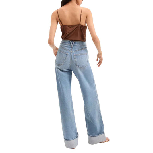 Veronica Beard Taylor High Rise Wide Leg Cuffed Jeans Bright Nova