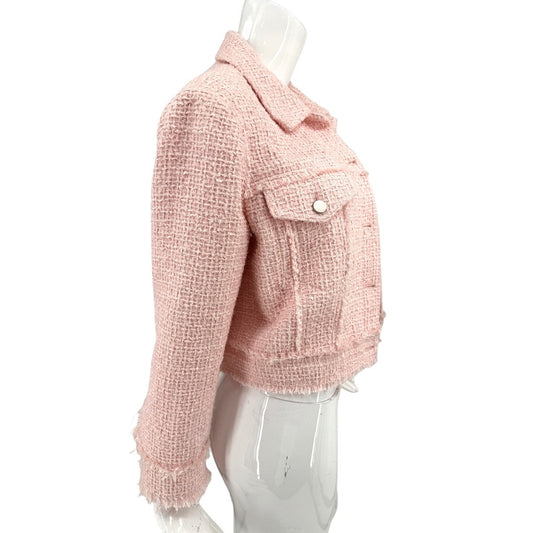 Alice + Olivia Tweed Collated Button Front Crop Jacket