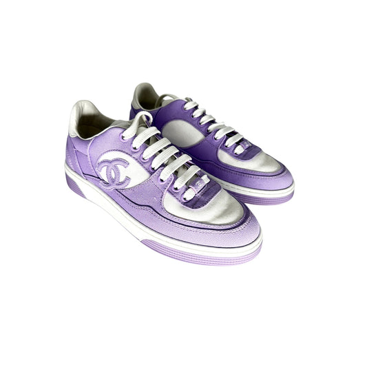 Chanel Interlocking CC Logo Lace Up Sneakers