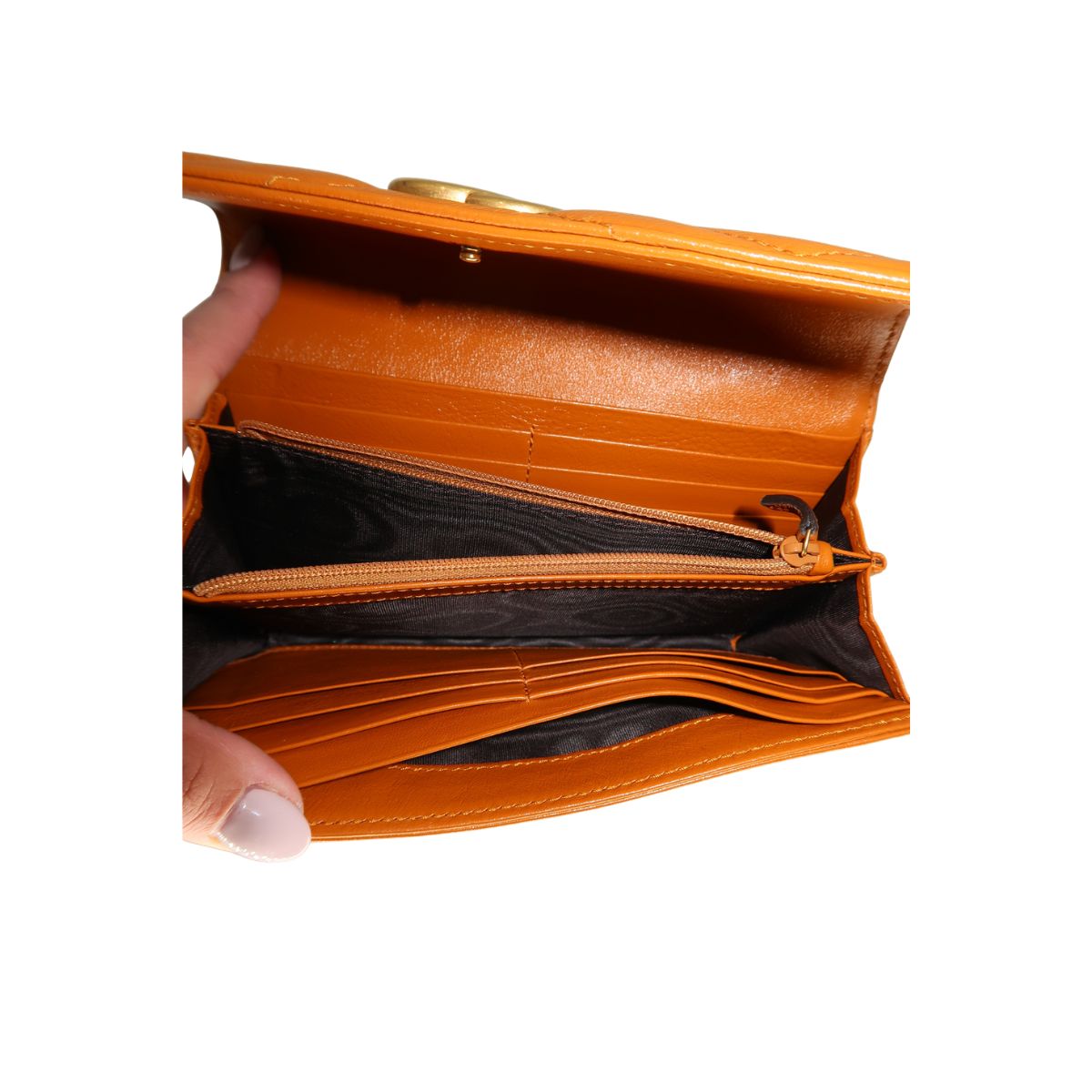 Gucci Leather Quilted GG Marmont Foldable Long Wallet