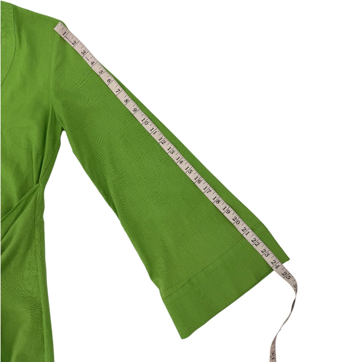 L'Academie Janeiro Wrap Mini Dress Lime Green Bell Sleeve Tie Front