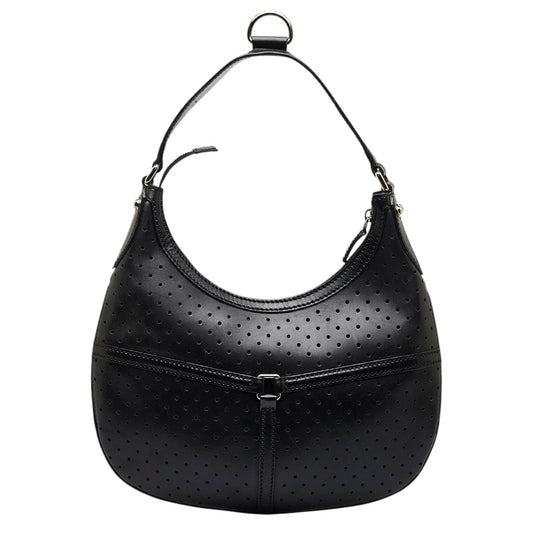 Gucci Perforated Leather GG Interlocking Accent Reins Hobo Bag Black