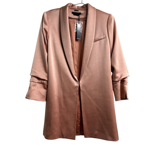 Alice + Olivia Satin Jace Shawl Collar Scrunch-Sleeve Jacket