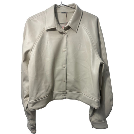 Alexis Faux Leather Buttoned Cuff Ceci Jacket Ivory Size Medium