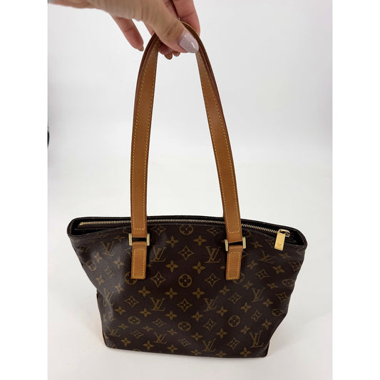 Louis Vuitton Cabas Piano Monogram Canvas Tote M51148 Vachetta Shoulder Bag