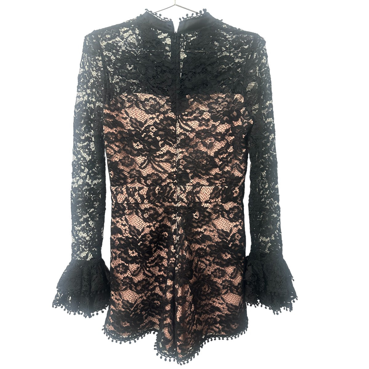Alexis Inna Lace High Neck Long Sleeve Ruffle Blouse Top Black Women's Size S