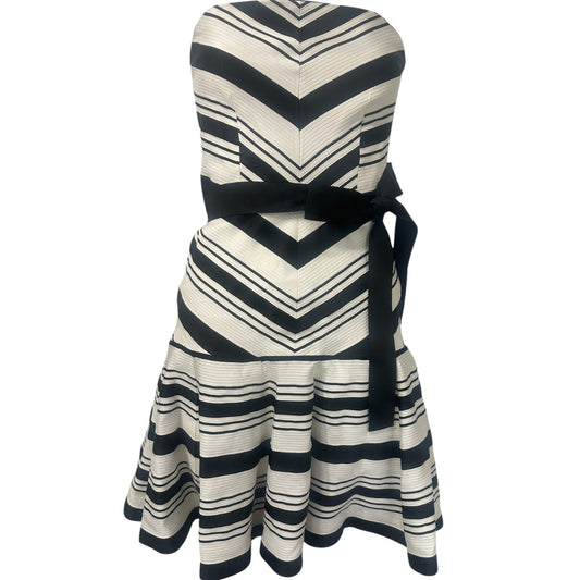 Alexis Strapless Drop Waist Midi Dress White Black Women's Size