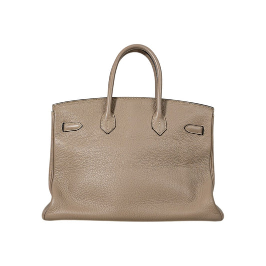 HERMES BIRKIN Clemence Leather PHW Gris Tourterelle Size 35