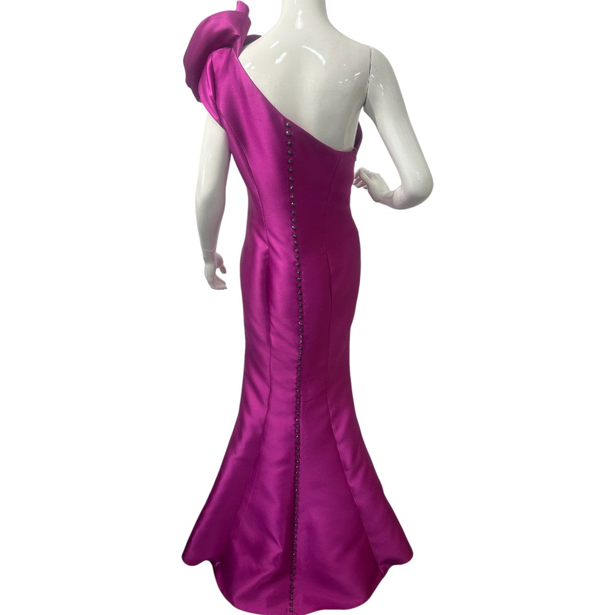 Alexander By Daymor One-Shoulder Pleated Mermaid Maxi Dress Fushia Size 8