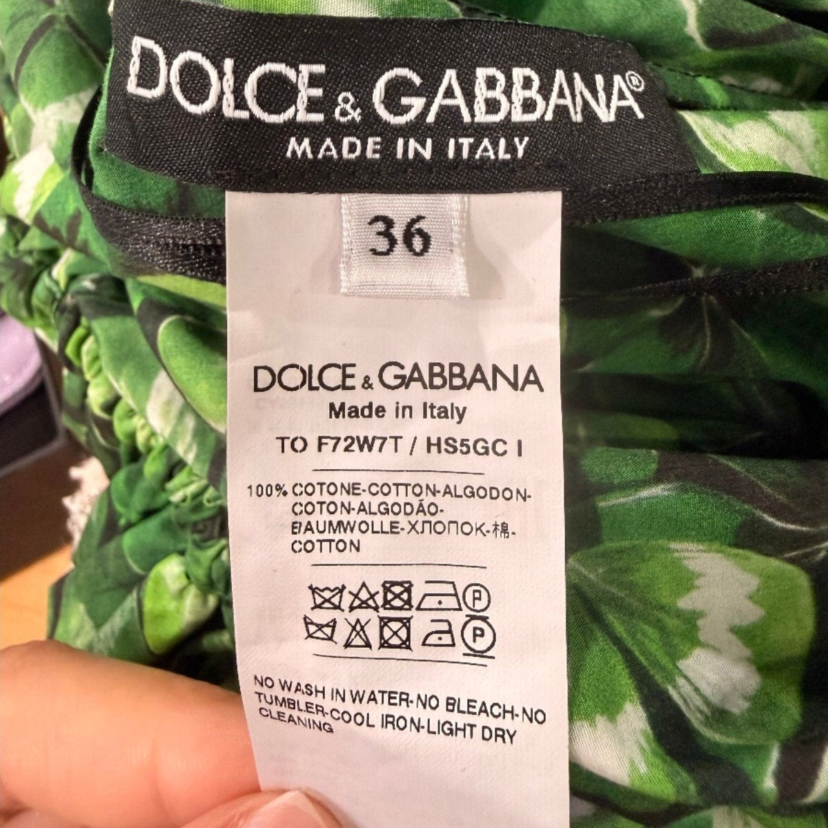 Dolce & Gabbana Cotton Clover Print Ruffle Peplum Top Green IT 36 / US XS