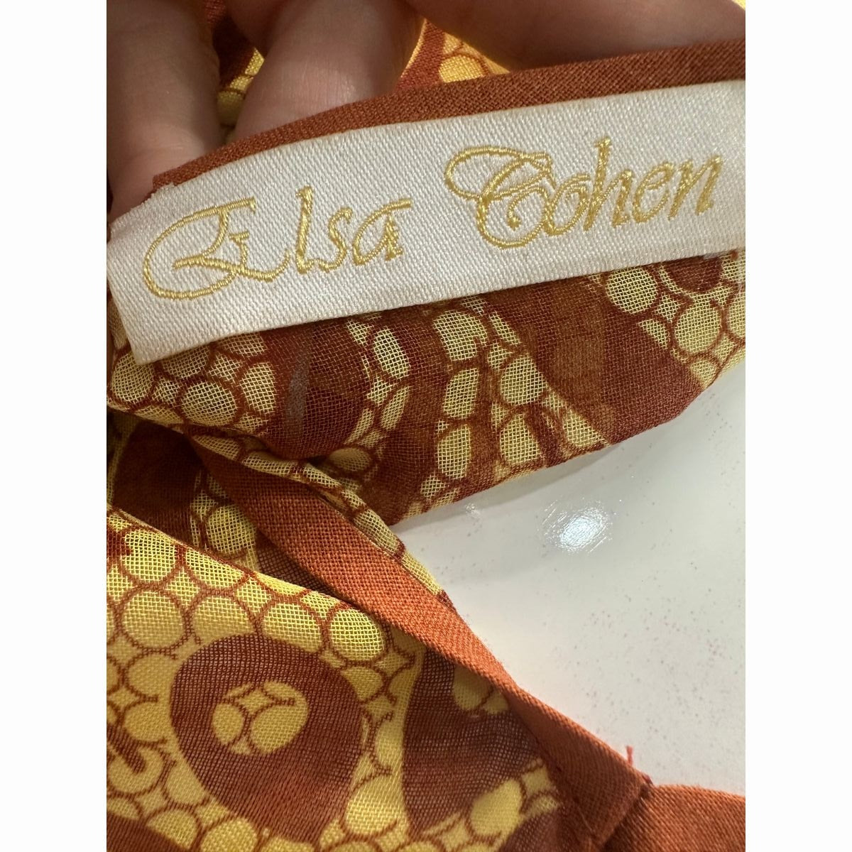 Elsa Cohen Printed Batwing Sleeves Caftan Maxi Dress