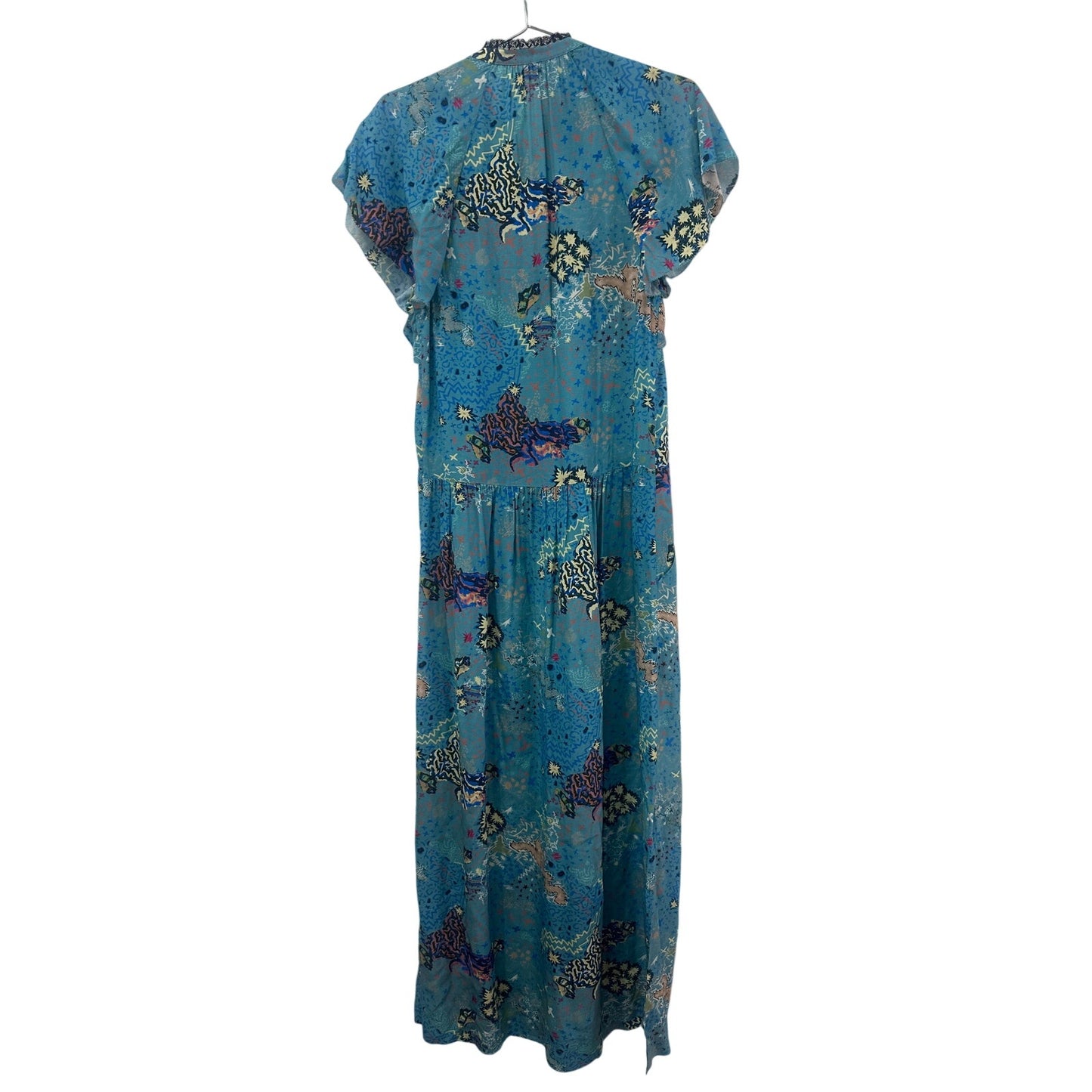 Zadig & Voltaire Blue Ruskie Glam Flutter Cap Ruffle Maxi Dress Women's