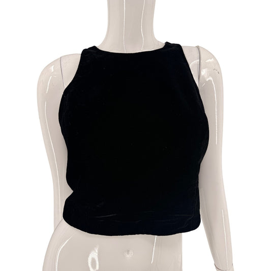 Sachin & Babi Noir Velvet Sleeveless Back Zip Cropped Top