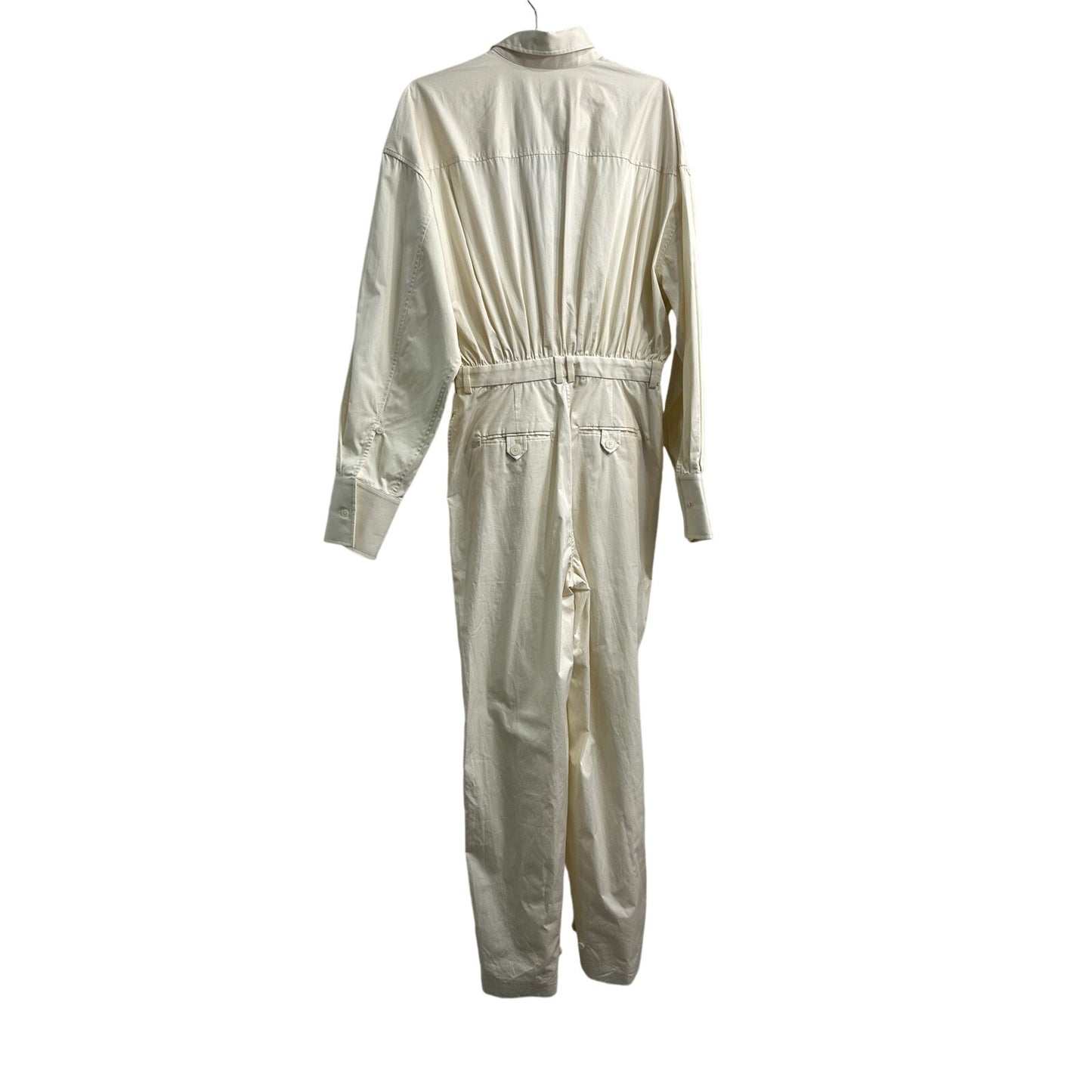 Helsa Cotton Collared Long Sleeve Paperbag Jumpsuit