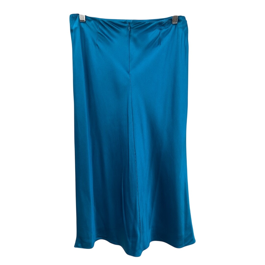 Cinq à Sept Blue Silk Satin High Rise Marta Midi Skirt Women's