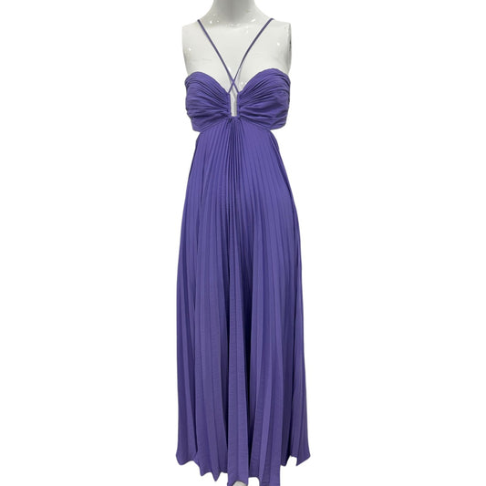 A.L.C. Satin Cut-Out Pleated Moira Maxi A-Line Dress Bellflower