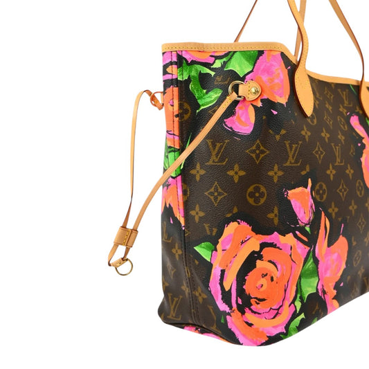 Louis Vuitton 2009 Monogram Canvas Rose Neverfull MM Shoulder Tote Bag