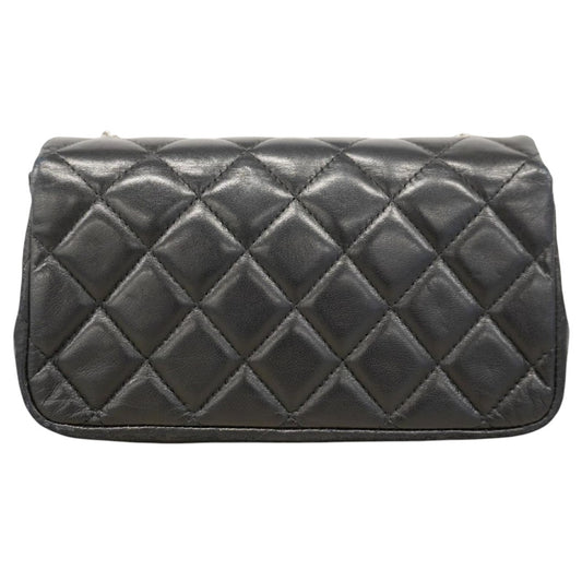 Chanel Lambskin Noir Quilted CC Logo Chain Classic Flap Mini Crossbody Bag Black