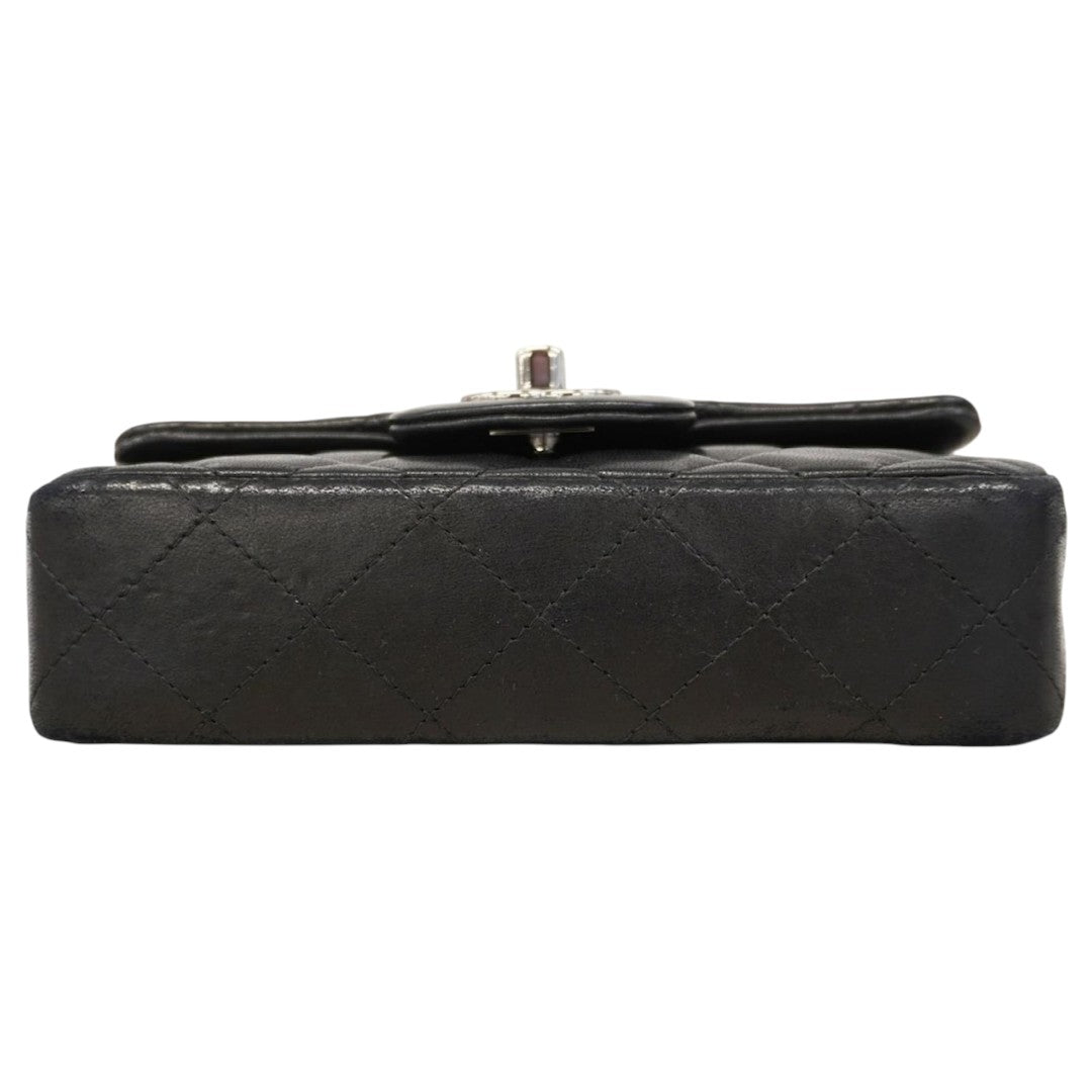Chanel Lambskin Noir Quilted CC Logo Chain Classic Flap Mini Crossbody Bag Black