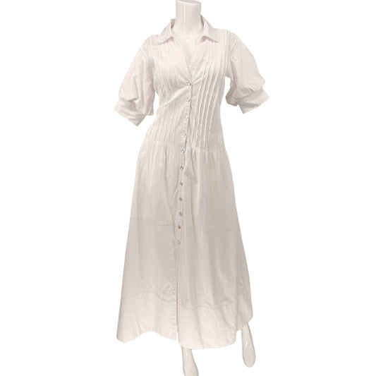 Cinq à Sept Monty Button Front Pleated Midi Shirt Dress