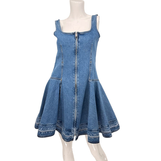 Simkhai Cotton Blend Denim Eleodra Pleated Mini Dress