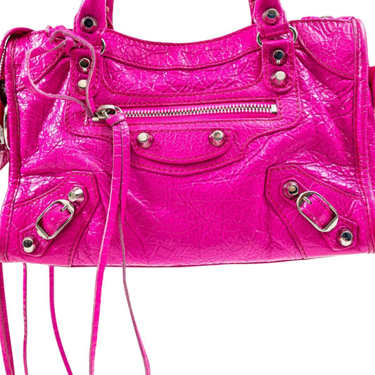 Balenciaga Leather Classic Small City Bag Fushia