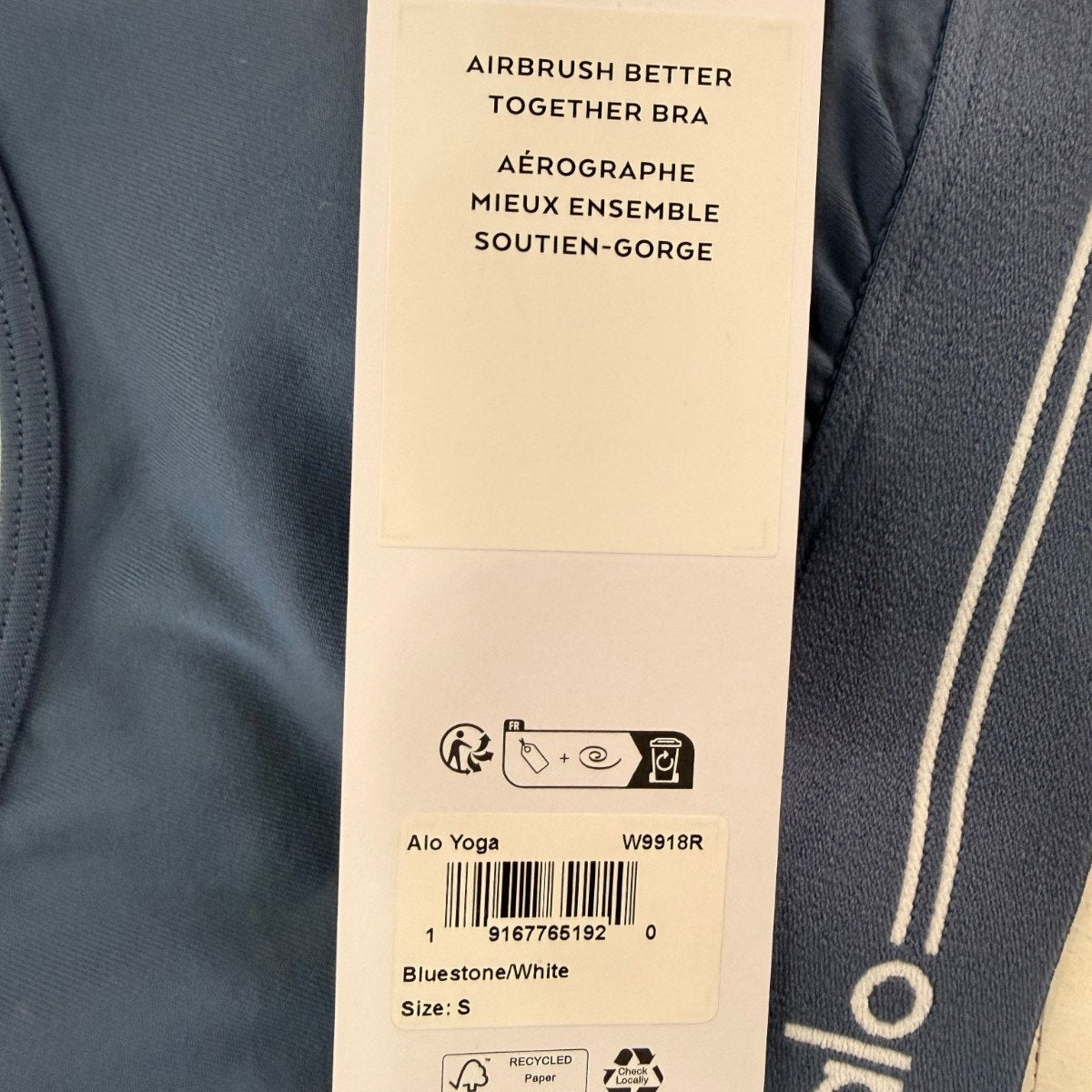 Alo Yoga Airbrush Better Together Athletic Bra Blue Women's Size S