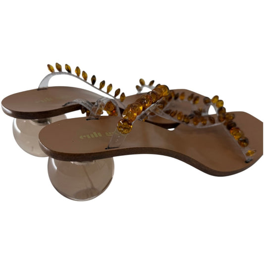 Cult Gaia Bead Embelished Clio Round Sphere Heel Sandals