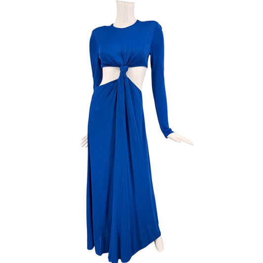 Farm Rio Knotted Cut-Out Round Neck Long Sleeve Maxi Dress