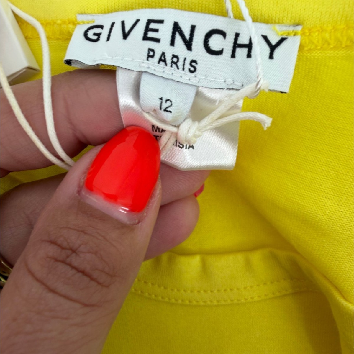 Givenchy Kids Yellow Logo Crew Neck Short Sleeve T-Shirt Cotton Size 12 NWT