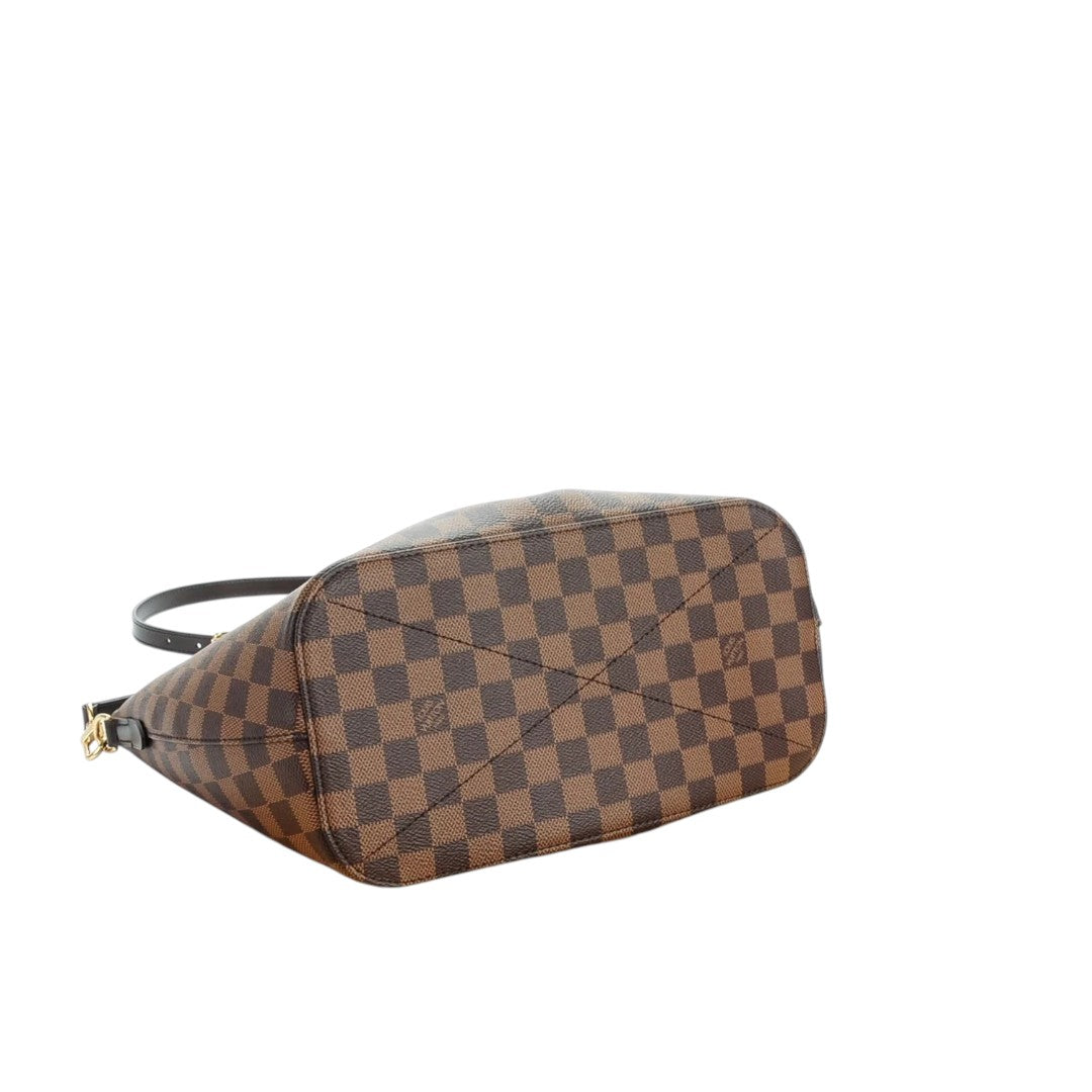Louis Vuitton Leather Damier Ebene Siena Shoulder Bag Brown Check