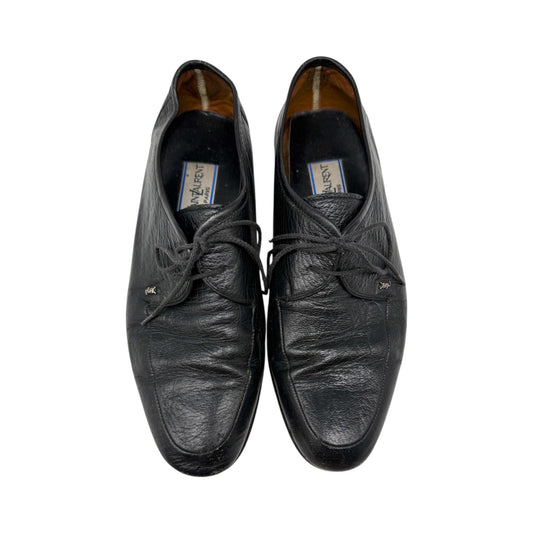 Saint Laurent Leather Lace Up Round Toe Low Top Oxford Loafers