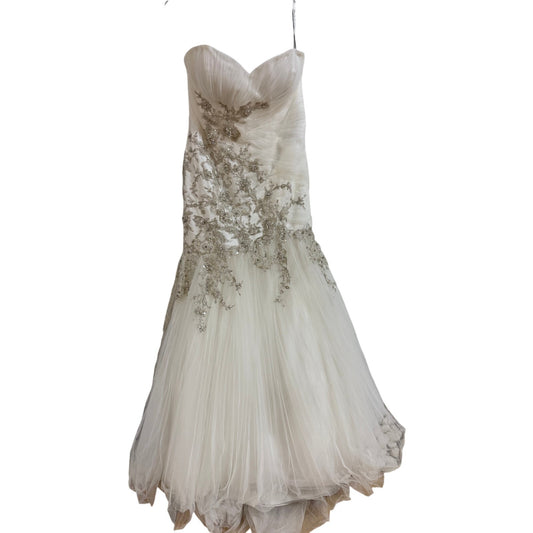David Tutera for Mon Cheri Ciprianna Wedding Dress Ivory Lace Tulle Size 16