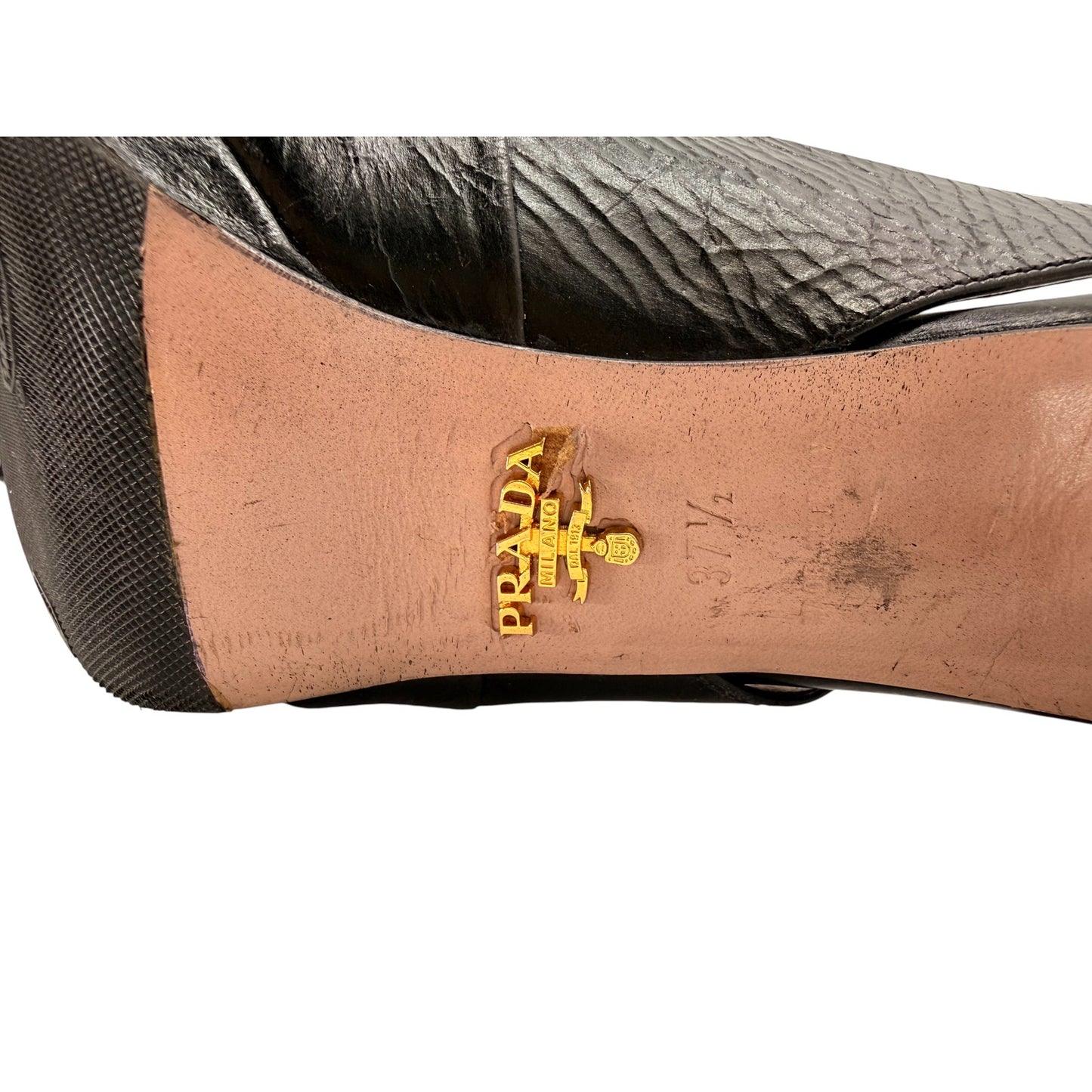 Prada Leather Bow Accent Slingback Heels Sandals