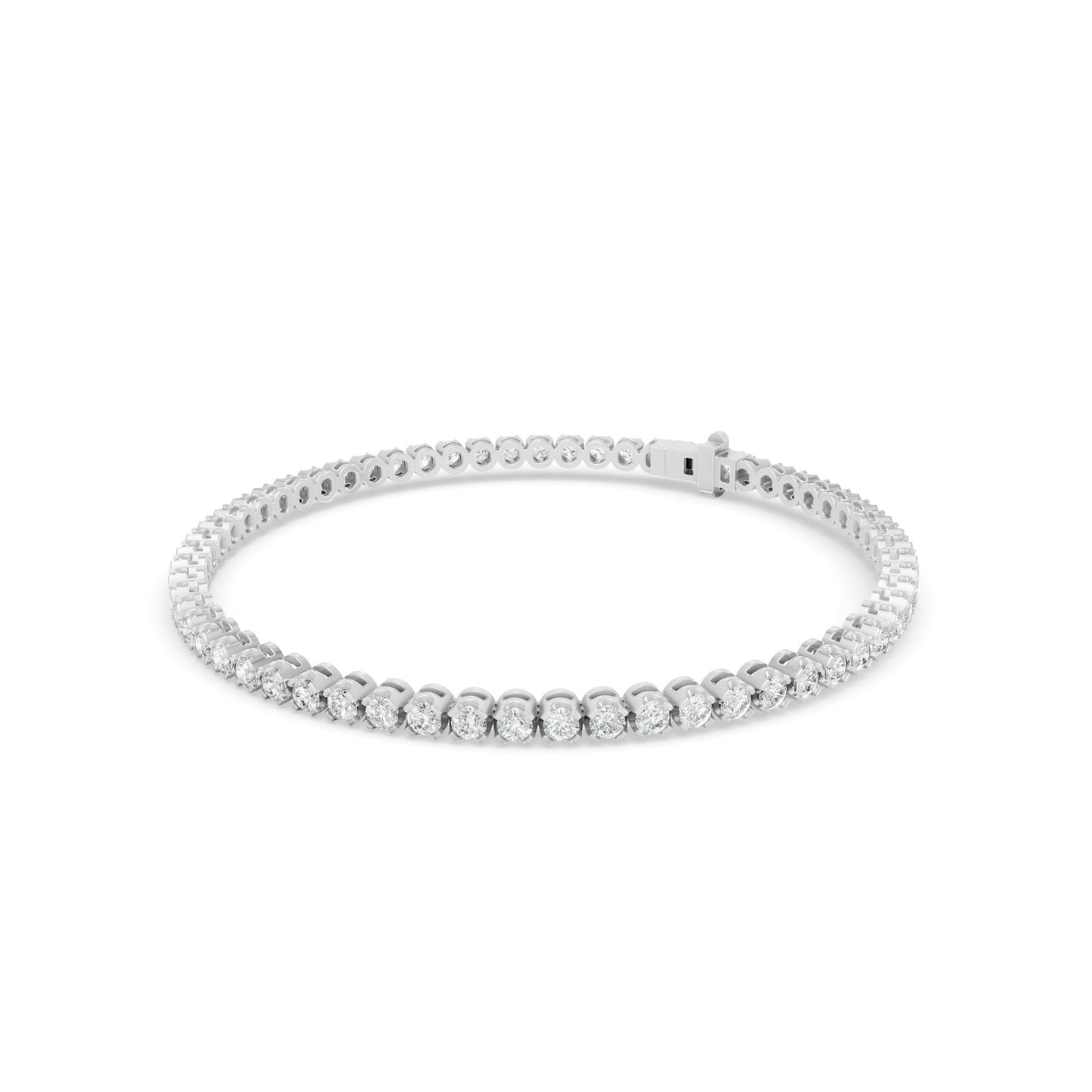 3.06 ctw Diamond Crown Collet 14K White Gold Tennis Bracelet