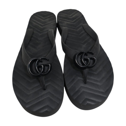 Gucci Rubber Chevron GG Logo Slip On Platform Flip Flops