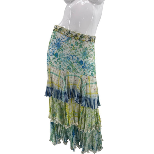 Hermant & Nandita Floral Print Ruffle Tiered Odyssey Midi Skirt