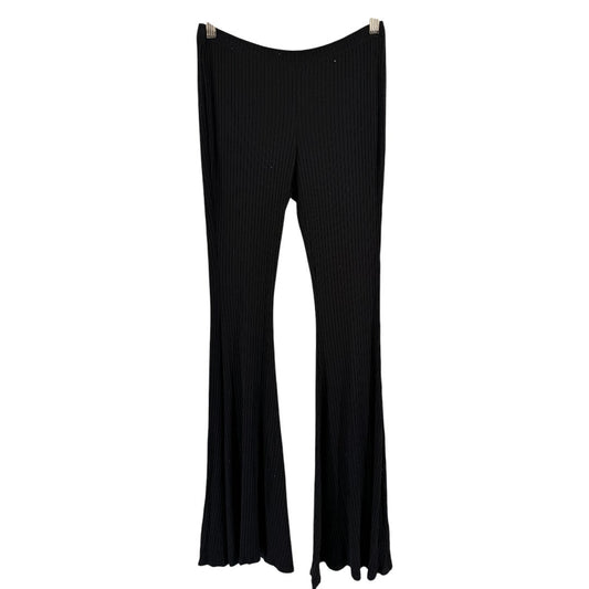 Promesa Black Ribbed Knit Bell Bottom Pull On Flare Pants