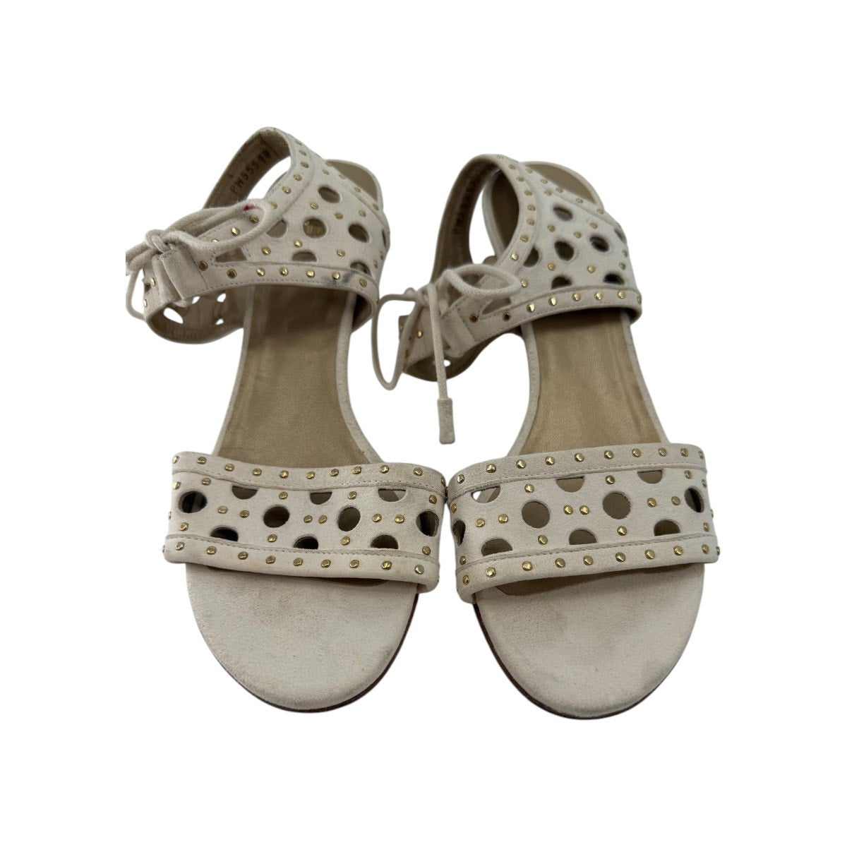 Stuart Weitzman Leather Cut-out Studded Georgie Sandals