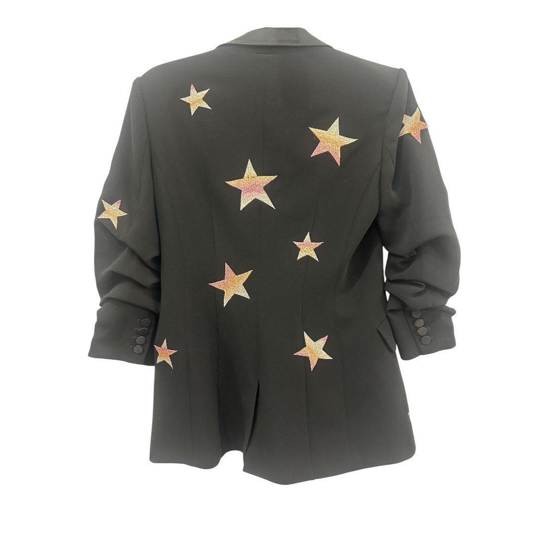 Cinq à Sept Black Lila Embroidered Star Double Breasted Blazer Women's