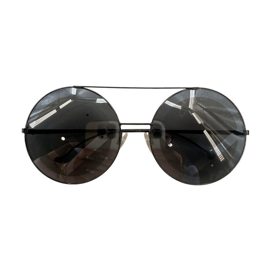 Fendi Round Logo Black Metal Designer FF 0285/S Sunglasses Gray Lenses Women's