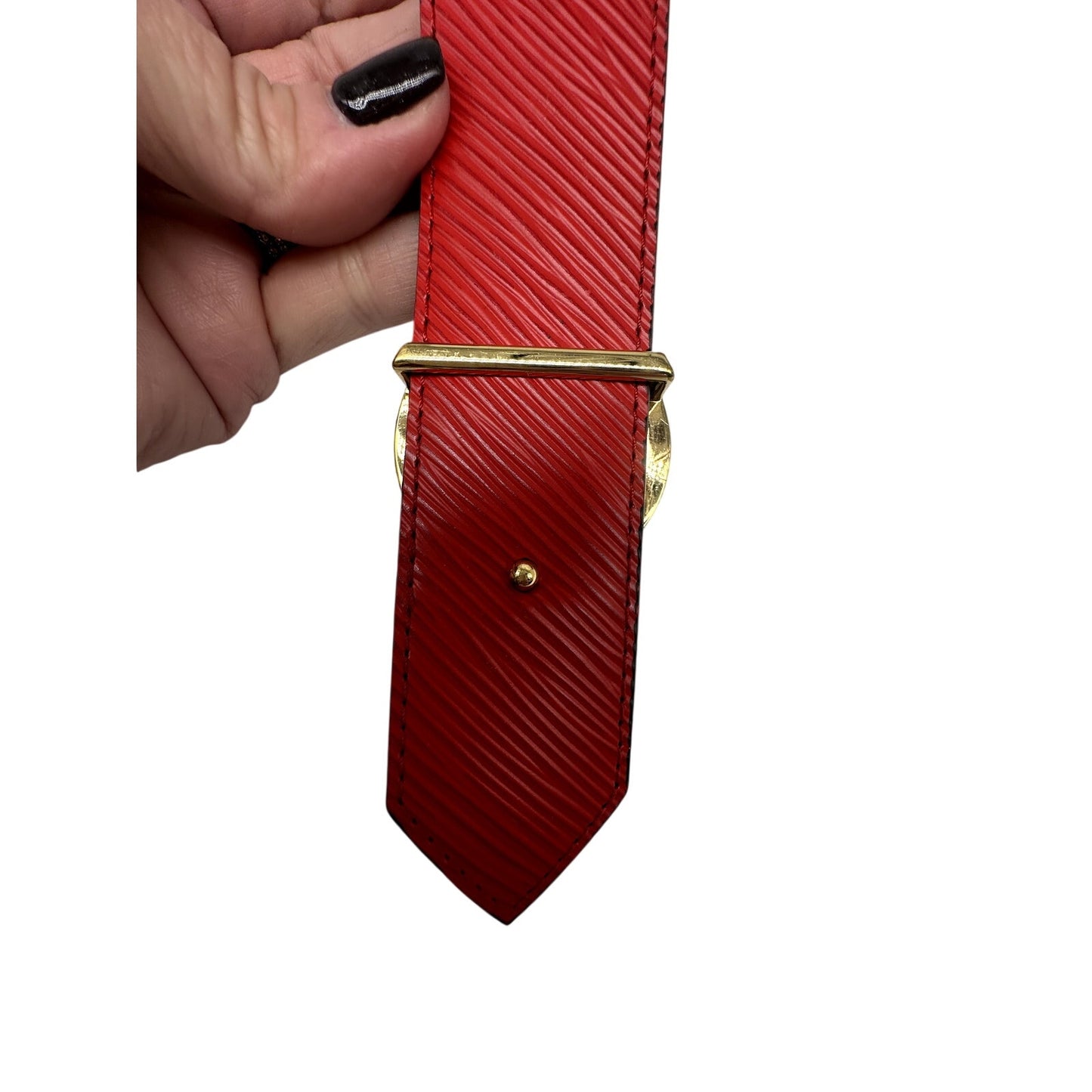 Louis Vuitton Leather Canvas Monogram LV Logo Buckle Reversible Belt