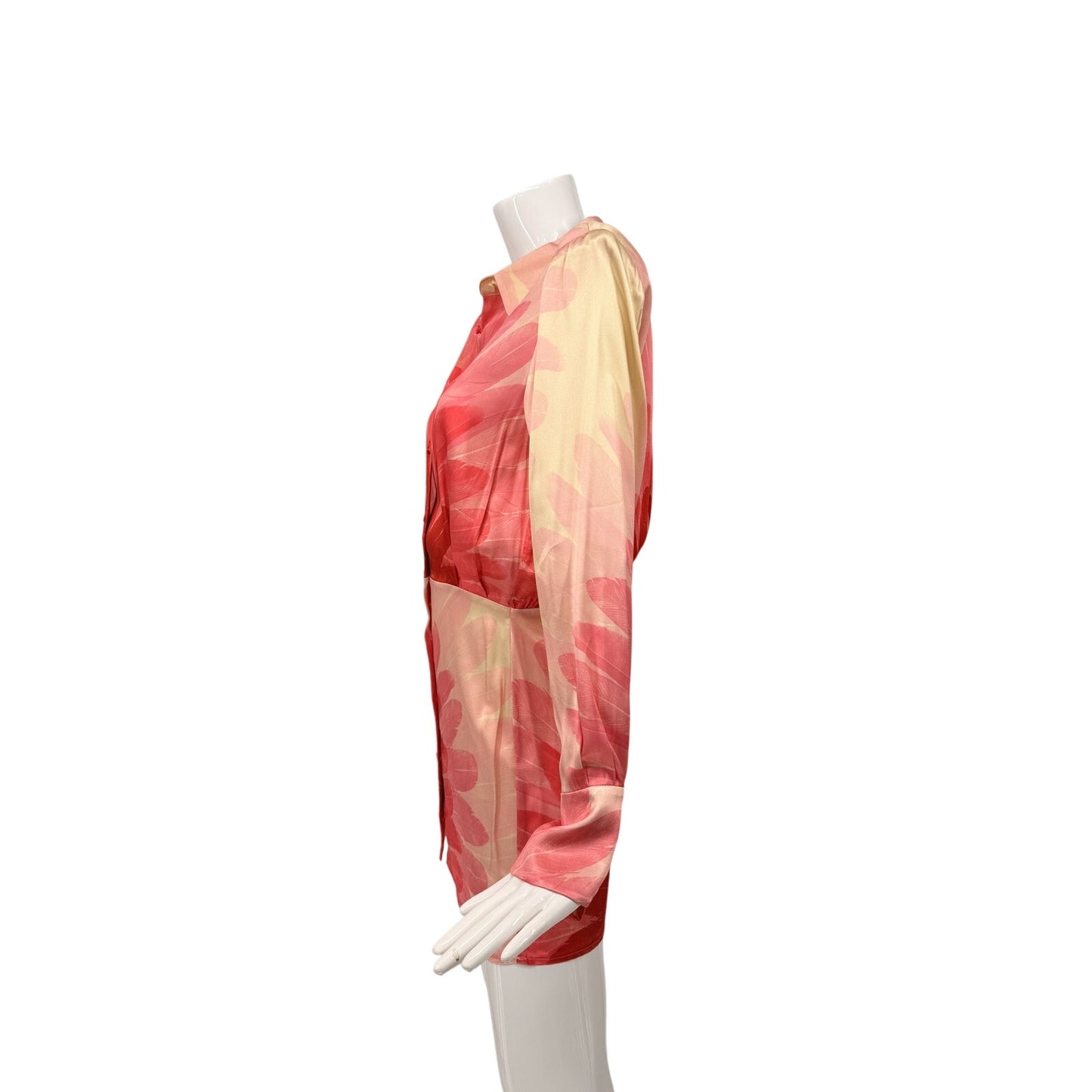 Alexis Satin Feather Print Vento Mini Shirt Dress