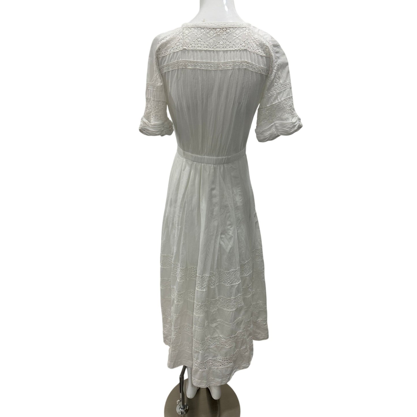LoveShackFancy White Cotton Lace Trim Button Front Edie Maxi Dress