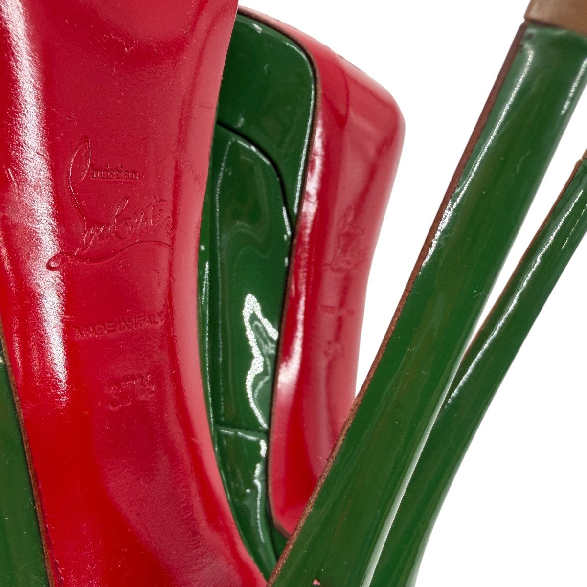 Christian Louboutin Patent Leather Lady Peep Platform Pumps Green Size 37.5