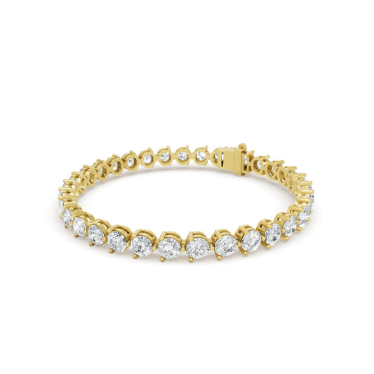 12.55 ctw Diamond 3 Prong Bracelet 14K Yellow Gold Tennis Bracelet
